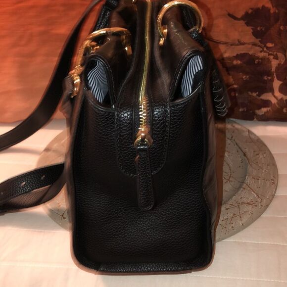 Sondra Roberts Black Pebbled Faux Leather Satchel Crossbody Strap - Picture 5 of 14